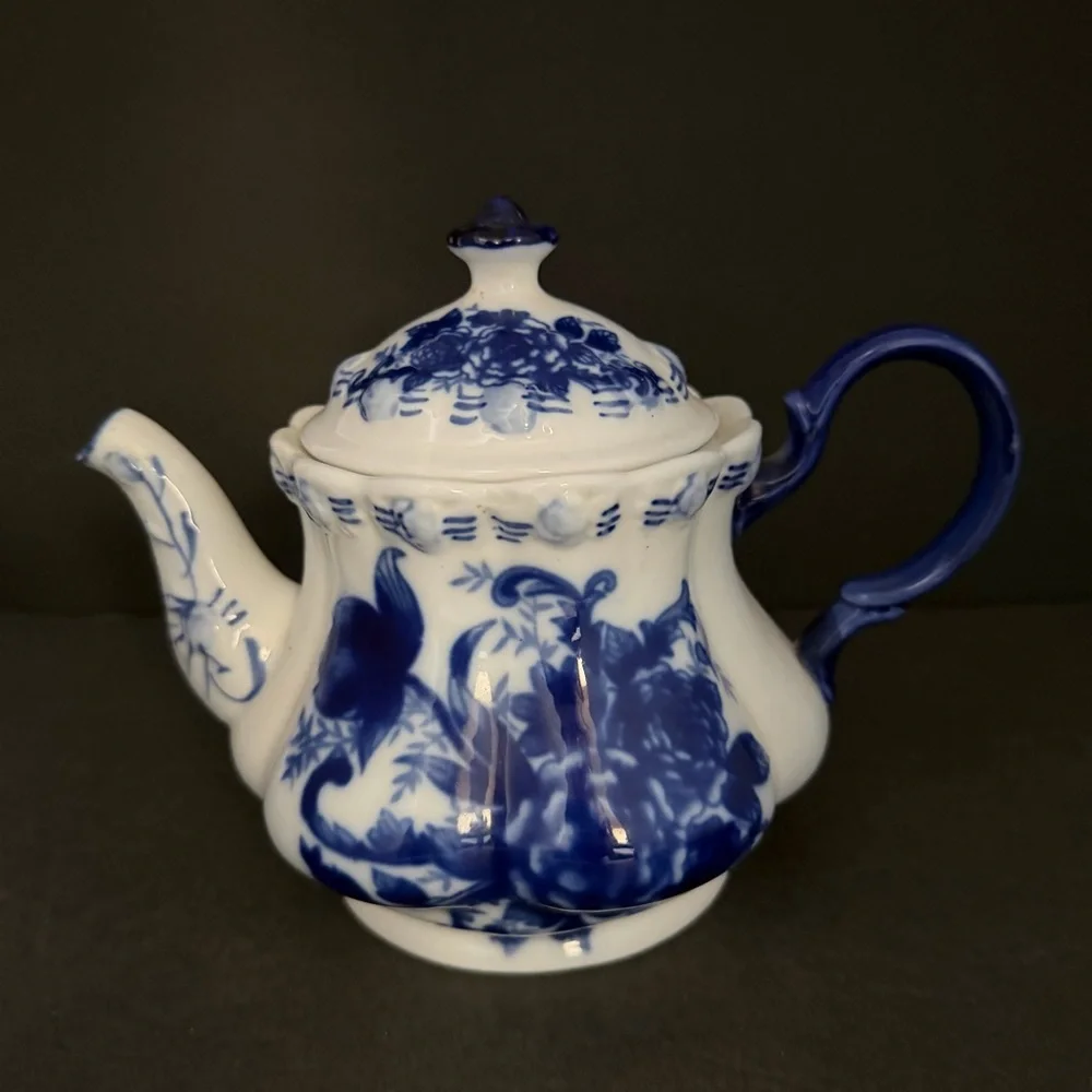 Blue & White Floral Ceramic Teapot - Picture 1 of 16